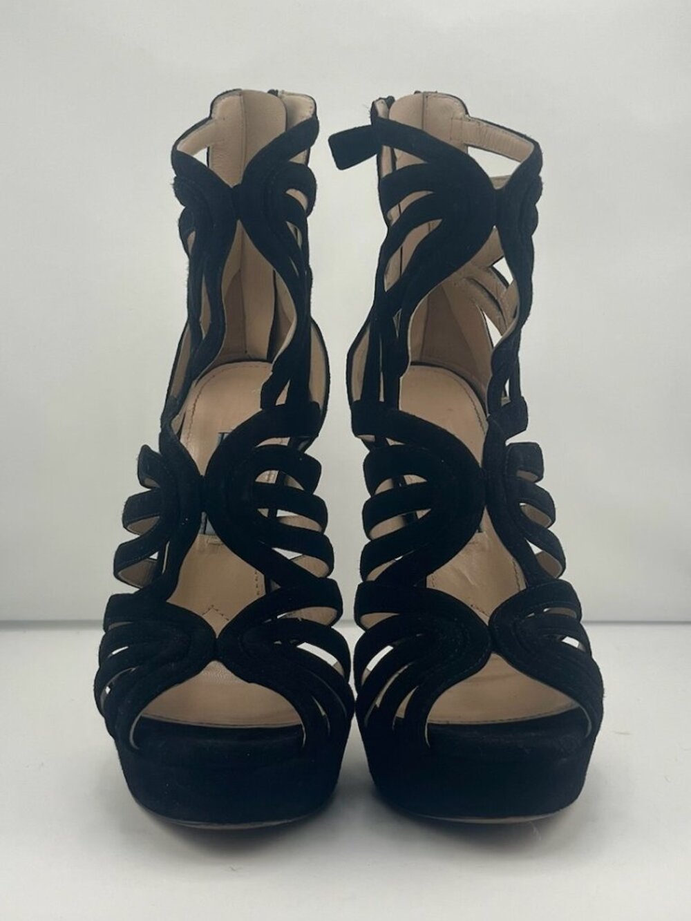 #S26 Prada Black Suede Gladiator Sandals